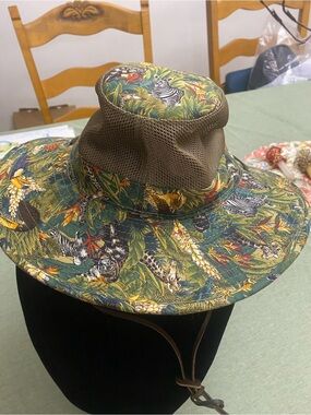 Dorfman Pacific Co. Tropical Jungle Wide Brim Sun Hat - Safari Animal Print XL